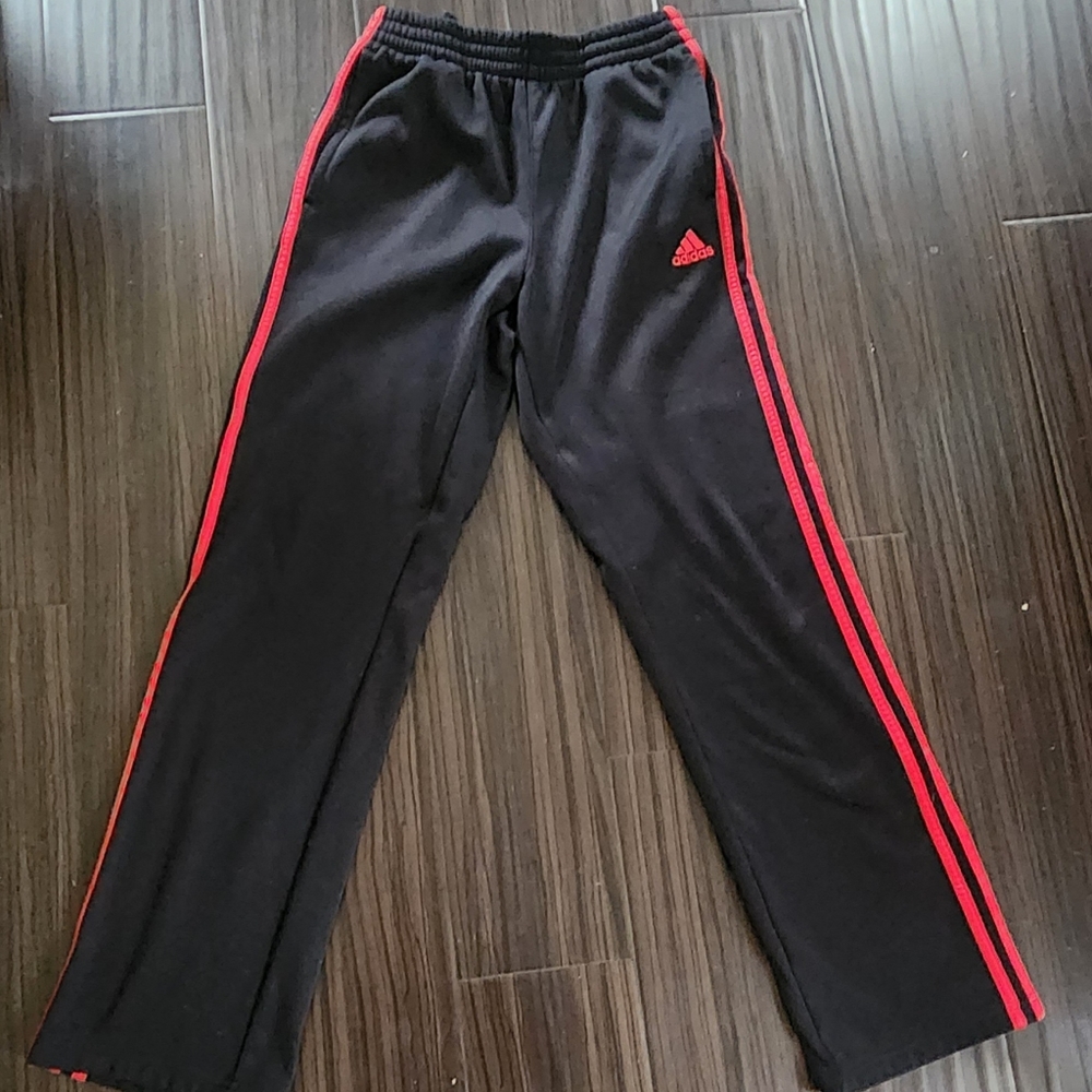 Boys Large Adidas Black and Red Sweatpants